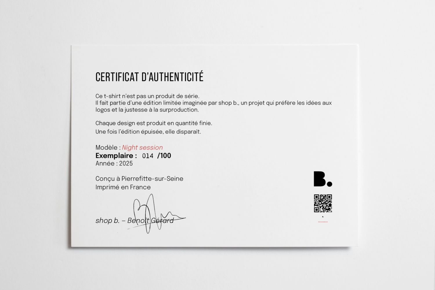 Certificat Night session