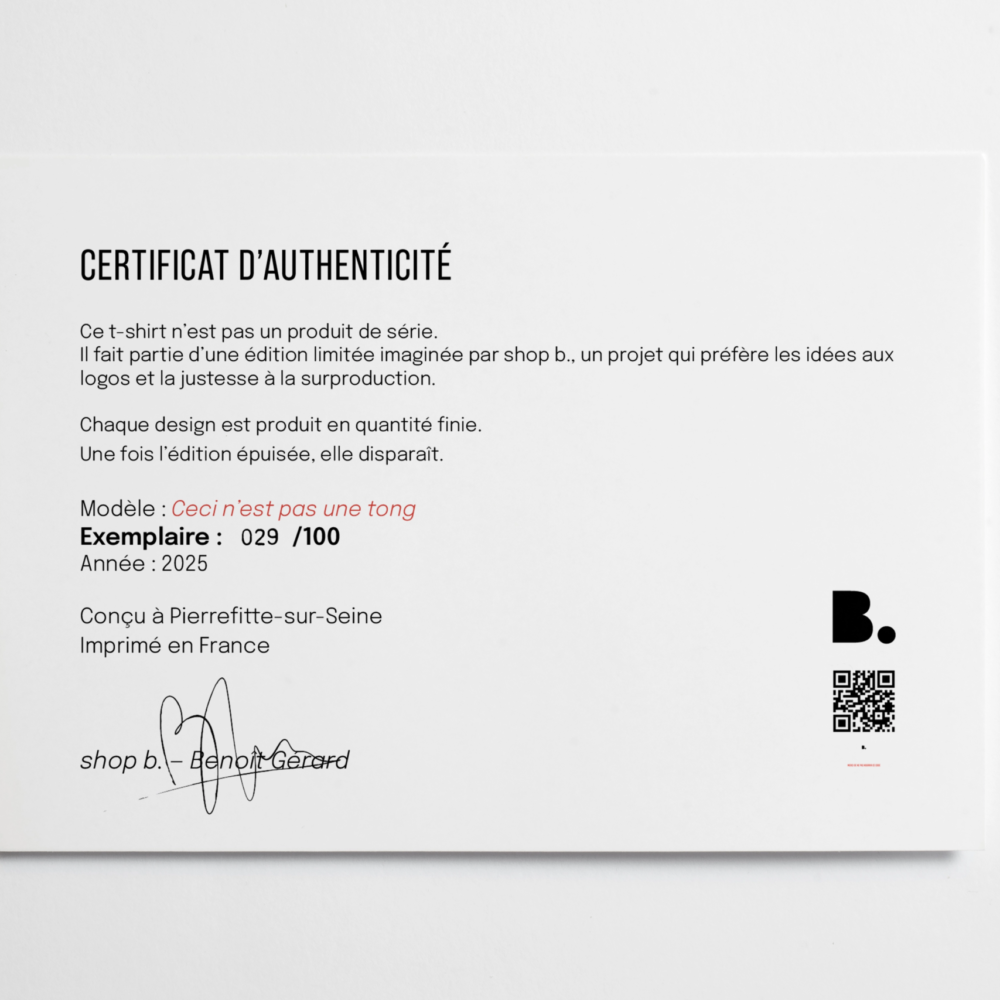 Certificat Ceci n'est pas une tong