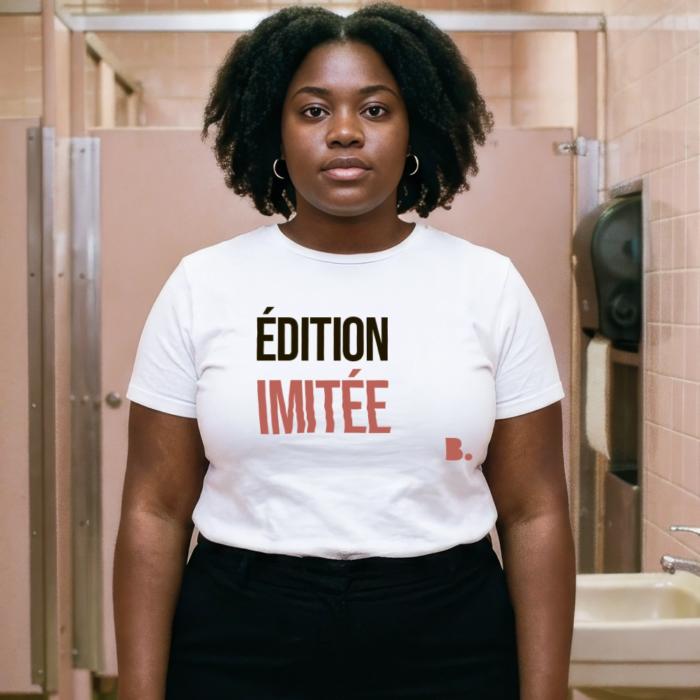Ce t-shirt éxiste pour qu'on puisse se demander si c'est un vrai ou pas. Ou pas. T-shirt Édition imitée - shop b. - t-shirt graphique made in France