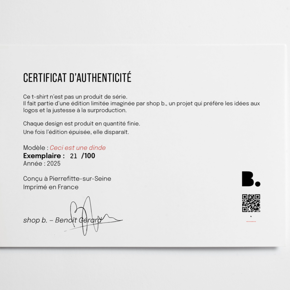 Certificat Ceci est une dinde