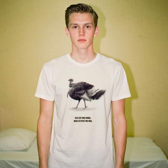 On entend : regarde cette dinde. Parfois. Si tu l'as déjà entendu, ne le revendique pas. Au moins, plus de doute. T-shirt Ceci est une dinde - shop b.